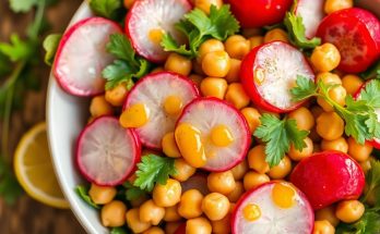 Salade croquante aux radis, pois chiches et sa vinaigrette citronnée - Un régal frais pour l'été