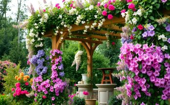 Les meilleures plantes grimpantes fleuries pour habiller votre pergola toute l'année