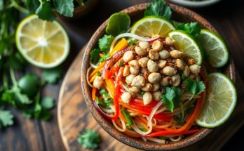 Salade vietnamienne aux échalotes frites et arachides à la lime : fraîcheur et saveurs authentiques