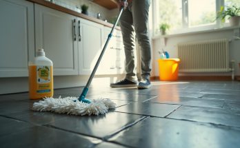 Ce mélange 100 % naturel pour nettoyer les sols ne laisse aucune trace, même sur carrelage foncé