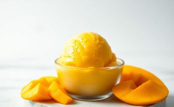 Cette crème glacée à la mangue ultra simple ne nécessite que 2 ingrédients et aucune sorbetière